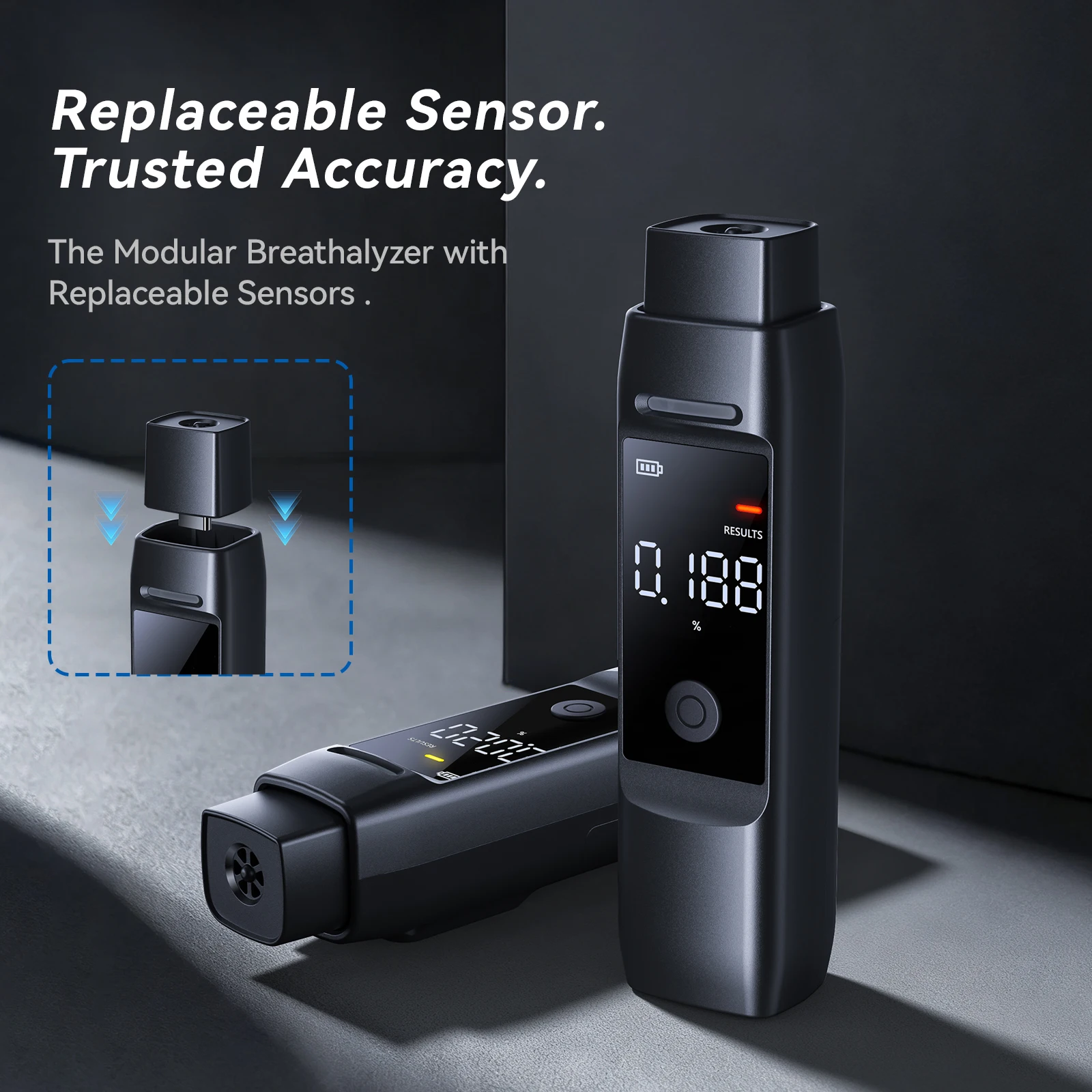 Professional Grade Alcohol Breathalyzer - Semiconductor Fuel Cell Sensor, Rechargeable, High Accuracy Alcohol Tester for Drivers