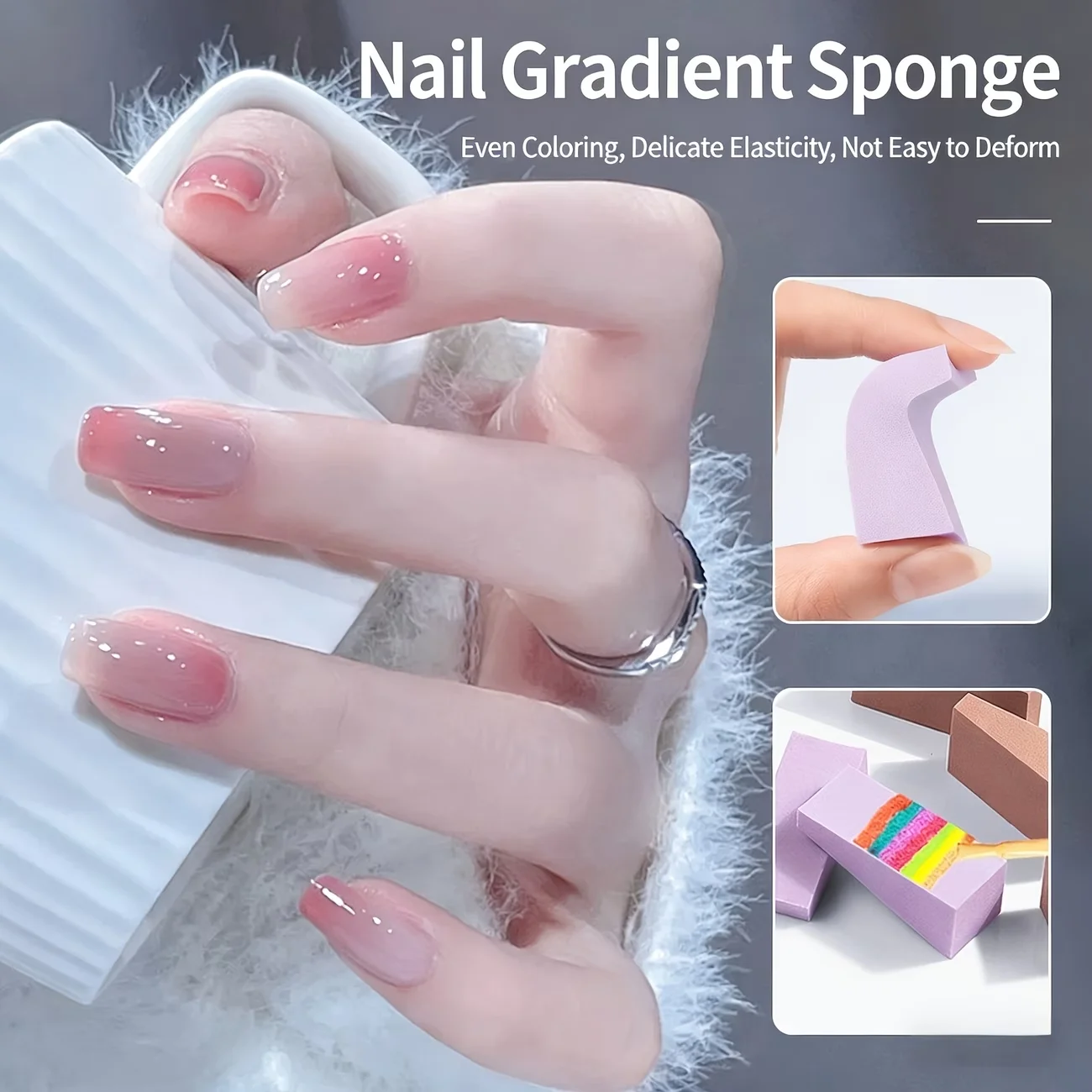 24pcs nail care gradual change sponge triangle powder puff, nail polish glue halo dye diy material tool view 4