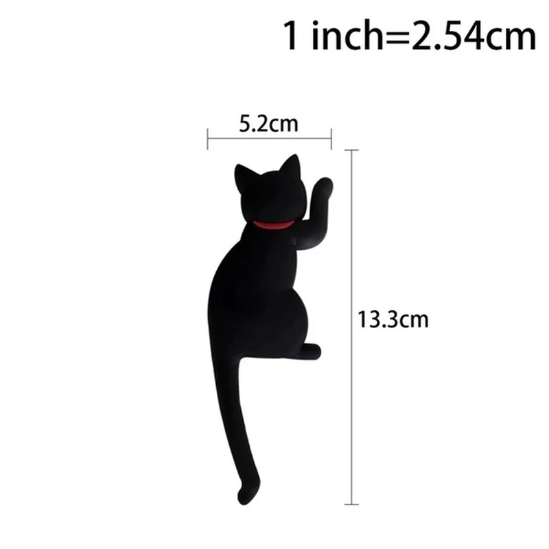 Magnetic Cartoon Cat Refrigerator Wall Mount Sticker Fridge Magnet Hanging Hook Tail Fridge Magnet Hook Door Home Decorations