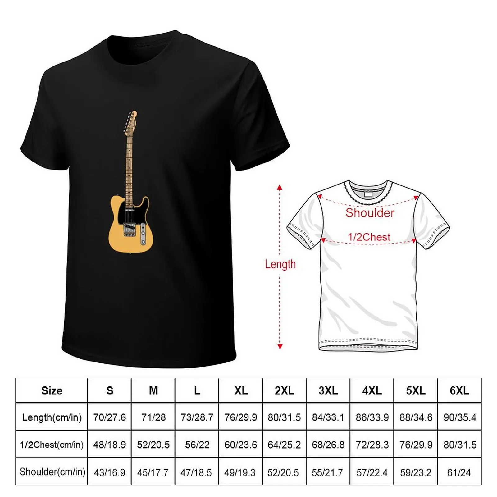 Coloured Telecaster (B. Blonde) - Black Pickguard and Maple Fretboard T-Shirt Plus Size Lightweight Tee Shirt
