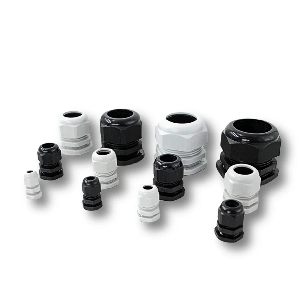 Wasserdichte kabel verschraubung stecker ip68 weiß schwarz nylon kunststoff metrisches kabel m6 m8 m10 m12 m14 m16 m18 für 4-8mm kabel 10 stücke