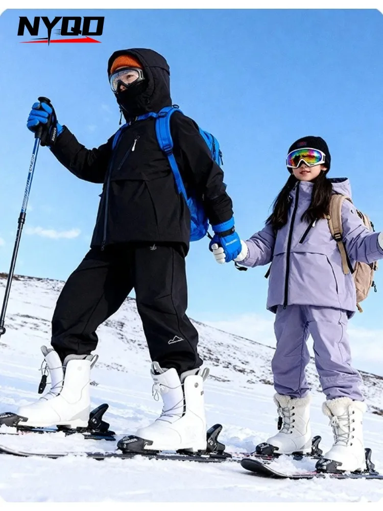 

Детский лыжный костюм (куртка+штаны) для мальчиков и девочек, зимний, для сноубординга, ветрозащитный, водонепроницаемый, лыжная куртка и брюки для детей