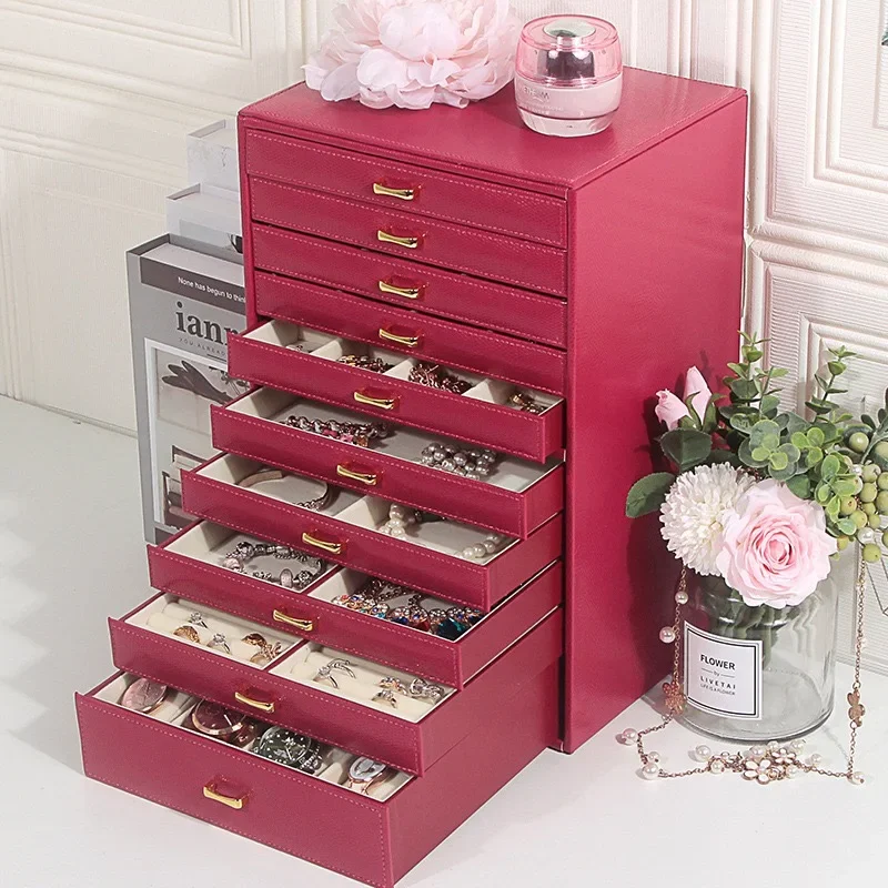 Big Size Jewelry Box Drawer Ring Necklace Earrings Jewelry Boxes Organizer Bangles Tray Display Accessories Separator Storage