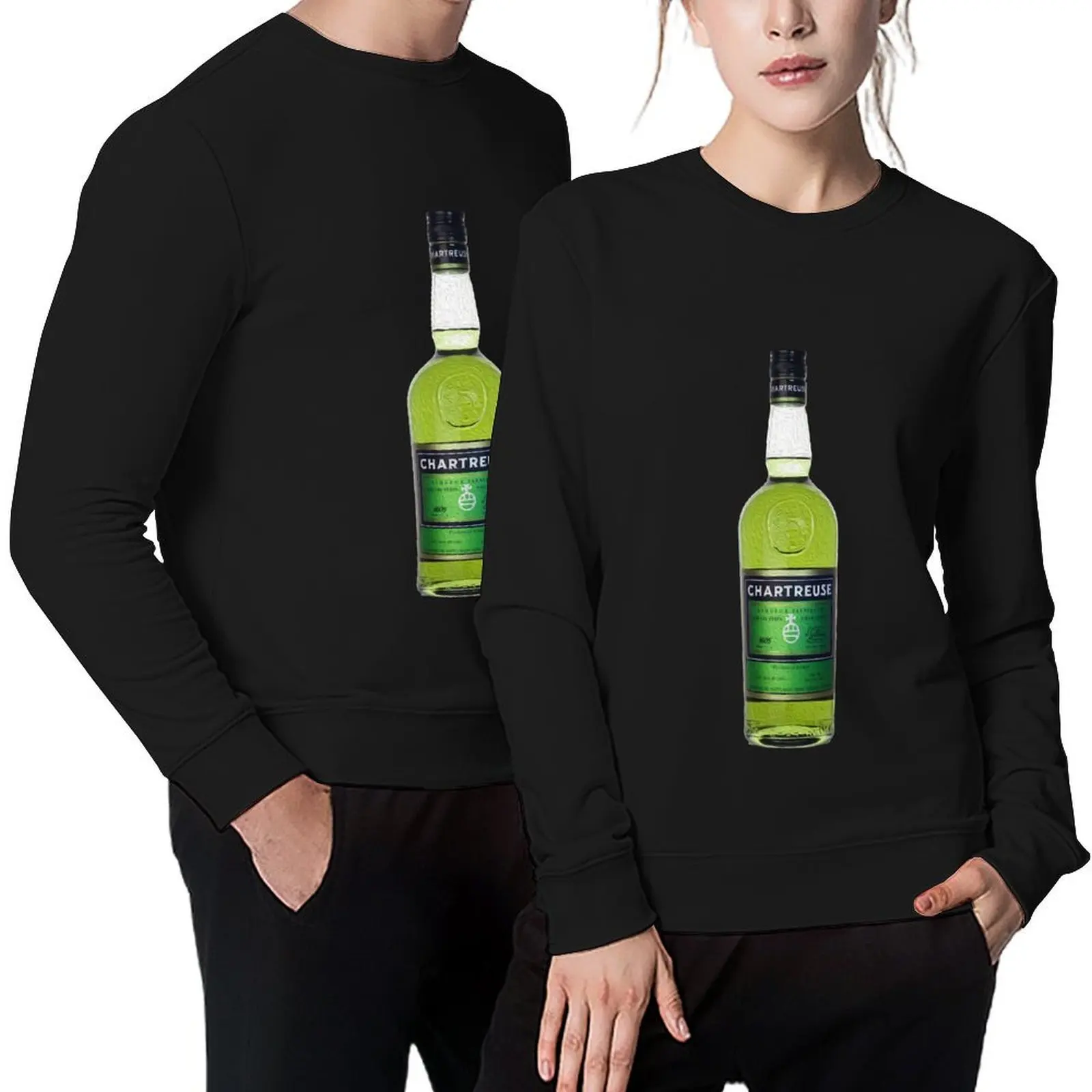 

Green Chartreuse Bottle Oil Painting Classic Pullover men's coat japanese style men clothing sweatshirt for men