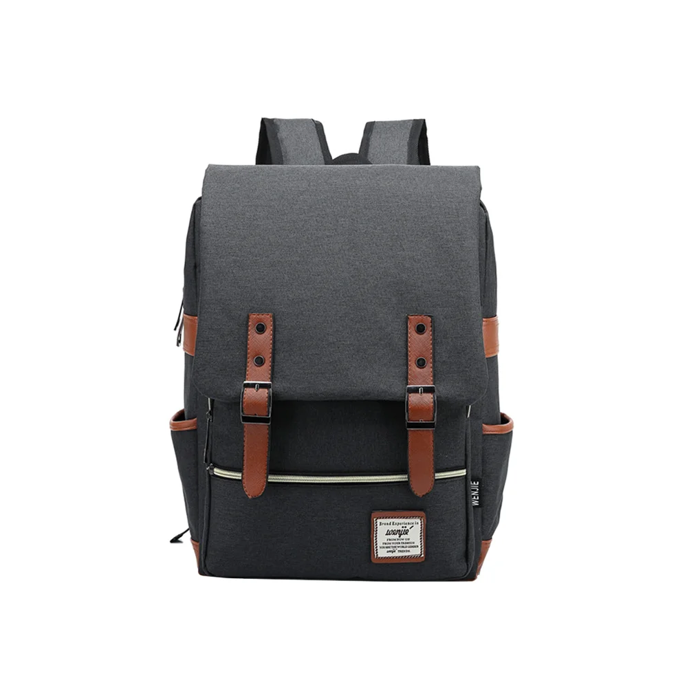 여행용 다크 그레이 캔버스 백팩 이미지