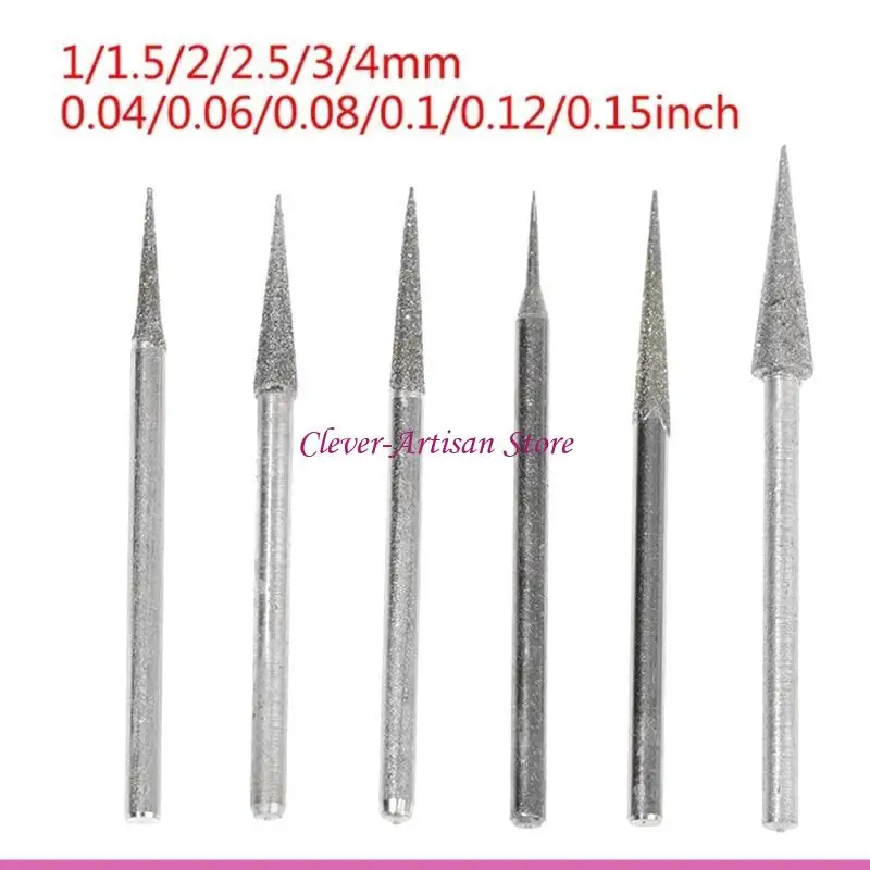 e06b 6 조각 2 mm 원뿔형 다이아몬드 그라인딩 비트 바늘 라파이리 조각 도구 바늘