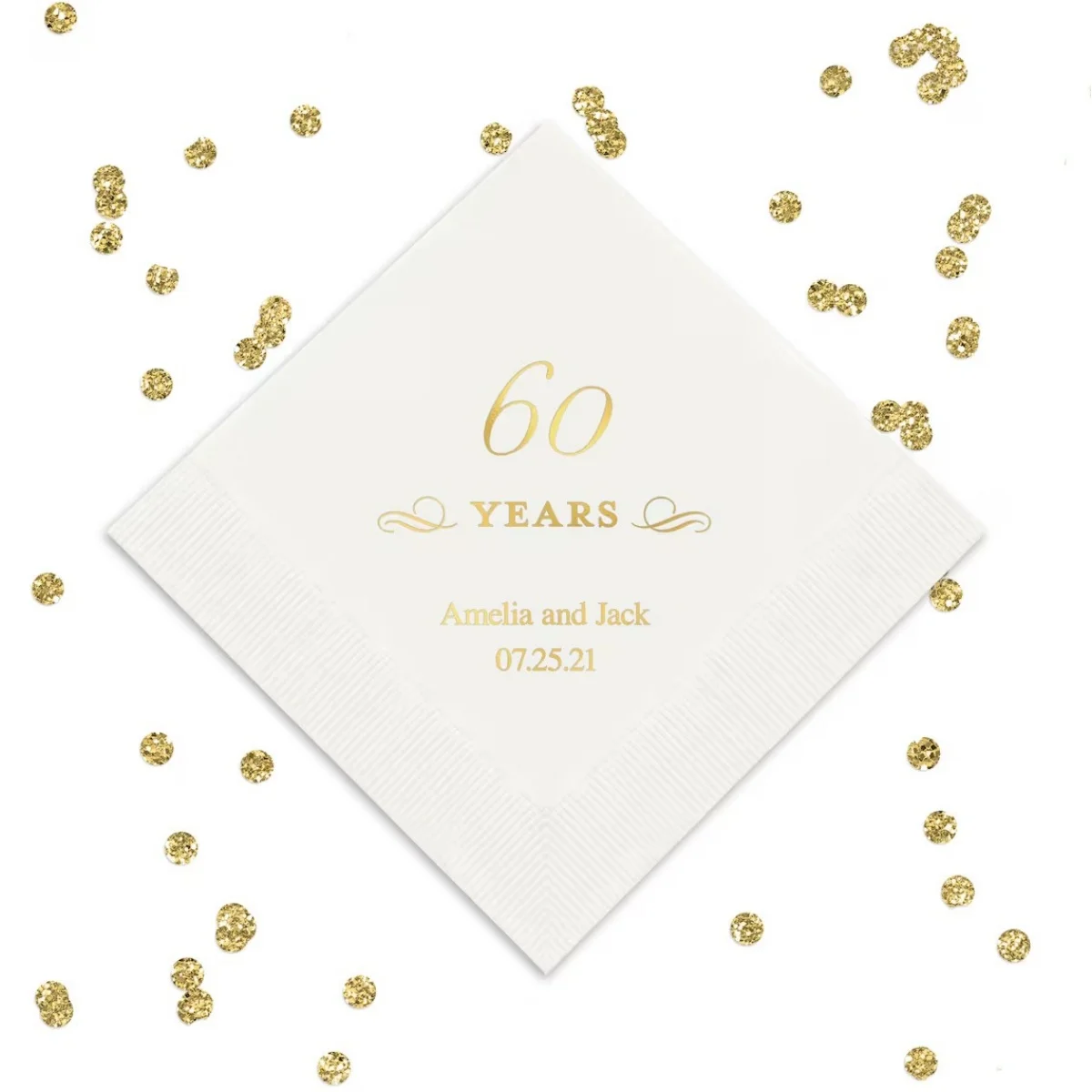 

50 60 Years Milestone Personalized Napkins - 60th Birthday - 60th Anniversary - Luncheon Napkin - Cocktail Napkin - Dinner Nap