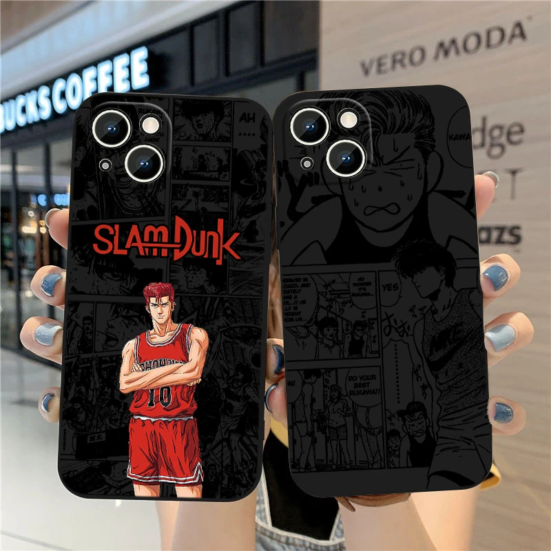 S-lam D-unks Anime For Apple iPhone 15 14 13 12 Mini 11 XS XR X 8 7 Pro Max Plus Soft Silicone Black Phone Case