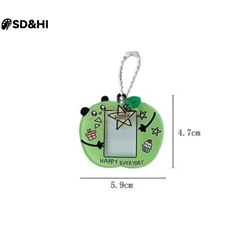 INS Style Cartoon Acrylic 1-inch ID Photo Protective Cover Keychain Cute Cartoon Card Holder Set Display Pendant Keychain