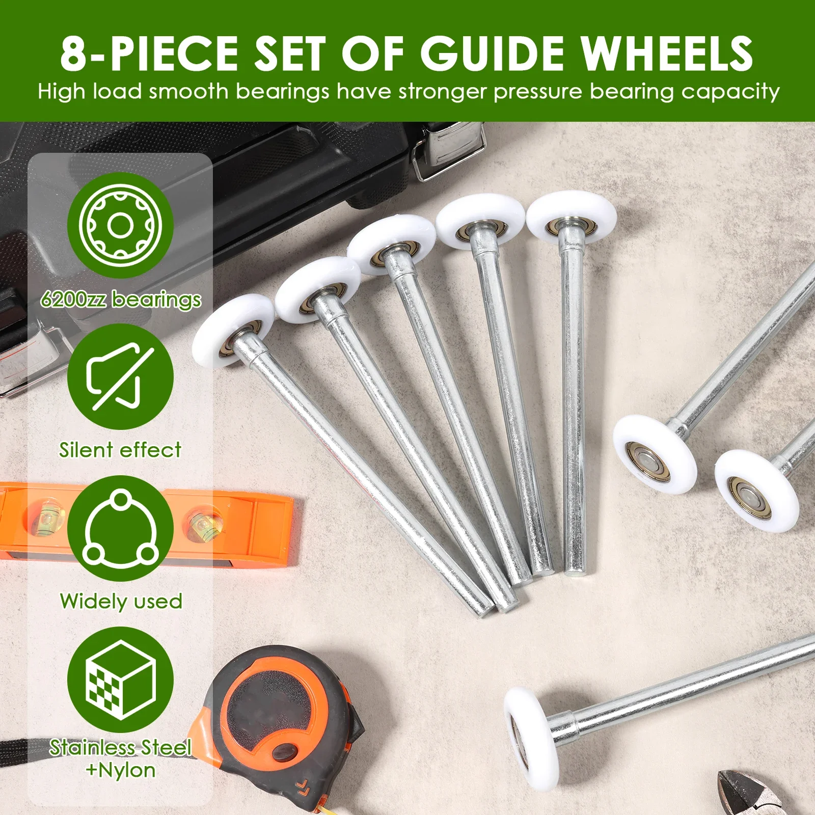 

8 шт. сверхмощный нейлоновый ролик для гаражных ворот, устойчивый к высоким давлению, нержавеющее колесо для гаражных ворот с герметичным подшипником для мебели