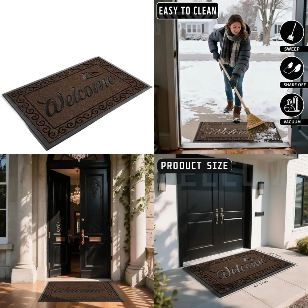 

Sturdy Waterproof Outdoor/Indoor Door Mat, Non-Slip, Dirt Trapping, 47x32 Inches, Coffee