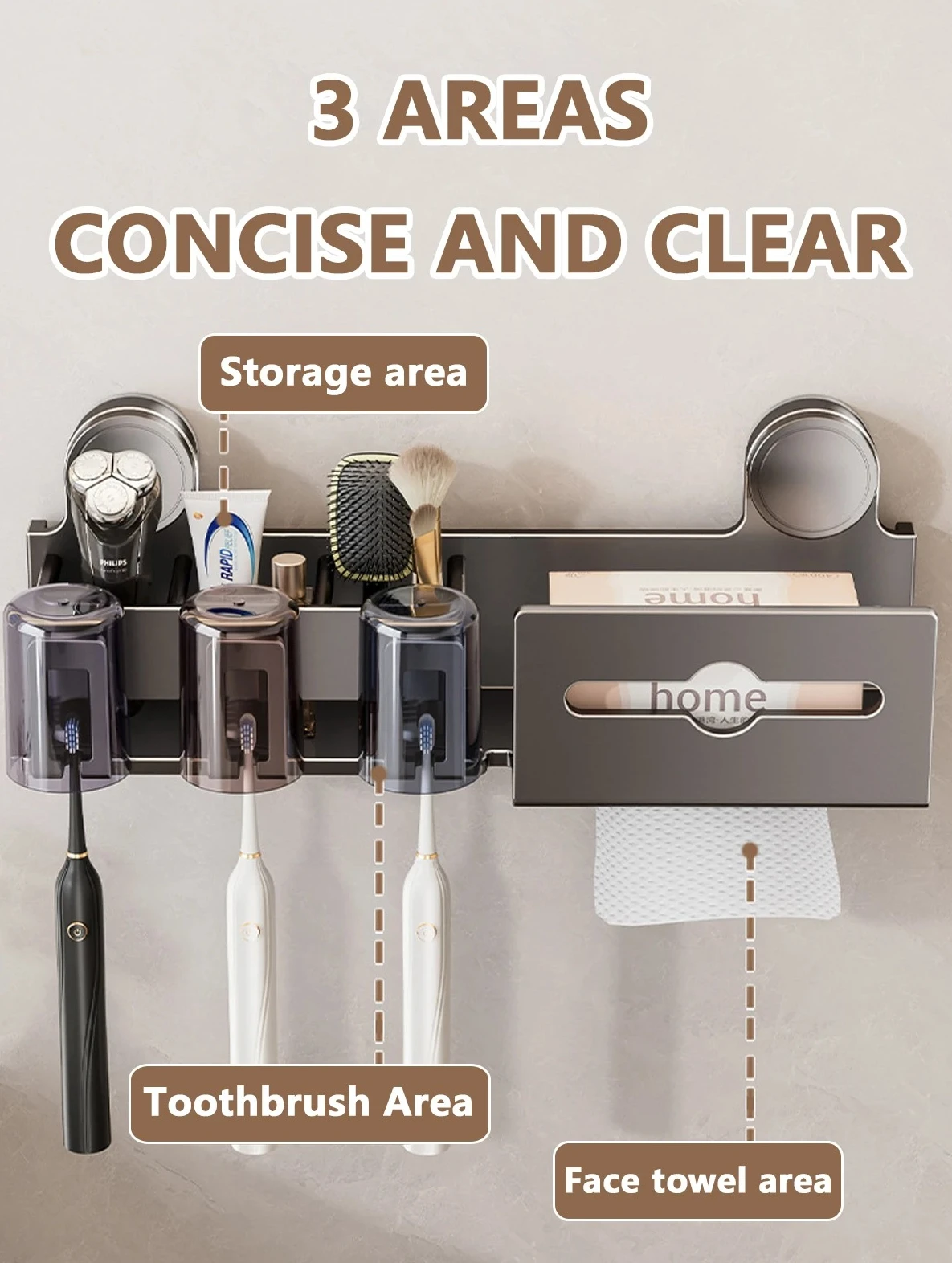 

With Paper Towel Holder Bathroom Shelf Mouthwash Cup Toothbrush Holder Suction Cup Toothbrush Holder