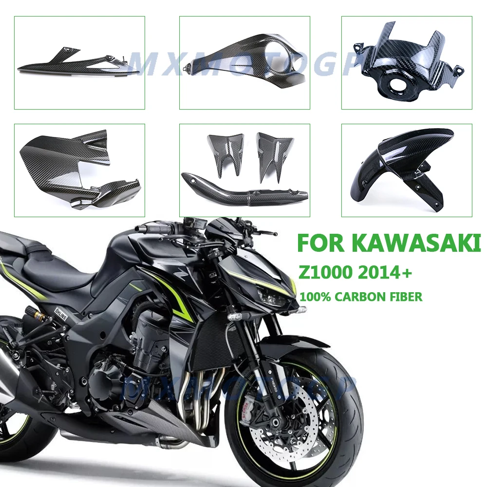 

For Kawasaki Z1000 2014 - 2018 2019 2020 2021 2022 100%e Carbon Fiber Tank Cover Fairing Fenders Cover Motorcycle Accessories