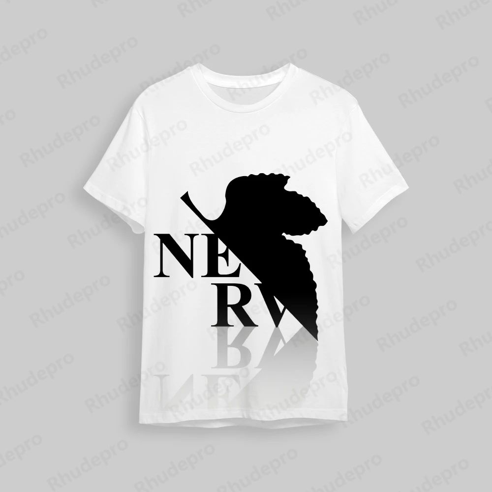 Camiseta masculina Neon Genesis Evangelion estampada, estilo Harajuku, blusa de manga curta anime, roupas cosplay, tendência, Y2k, nova