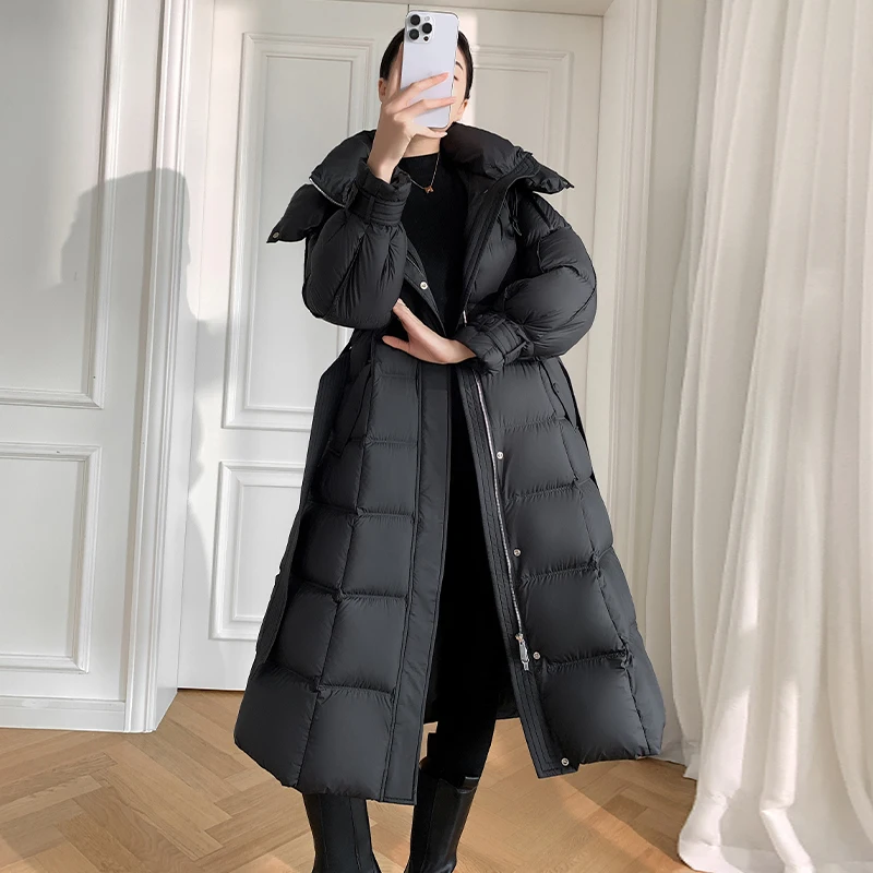 -30 ° Women Thicken White Goose Down Jackets 2023 Winter New Female Hooded Puffer Coats Fashion Casual Long Snow Parkas Overcoat