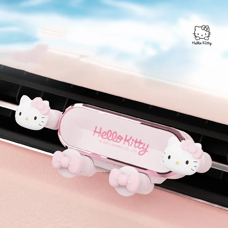 Sanrio Car Phone Holder Hello Kittys Accessories Cute Anime Kawaii Air Vent Navigation Gravity Bracket Universal Toys Girl Gift