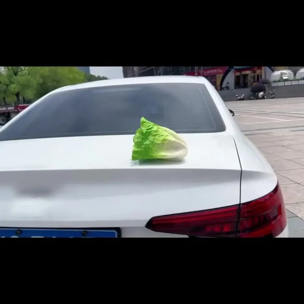 ديكور سيارة نباتي مقاوم للماء مقلد الخس فريد من نوعه للدراجات النارية ملحق ثلاثي الأبعاد من البلاستيك ديكور صندوق السيارة