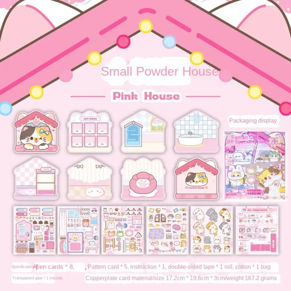 Educatief speelgoed Montessori Magnetisch Rustig boek Handgemaakte Cartoon Kat Sticker Boek Papier 3D DIY Kinderen Druk Boek Speelgoed Peuters