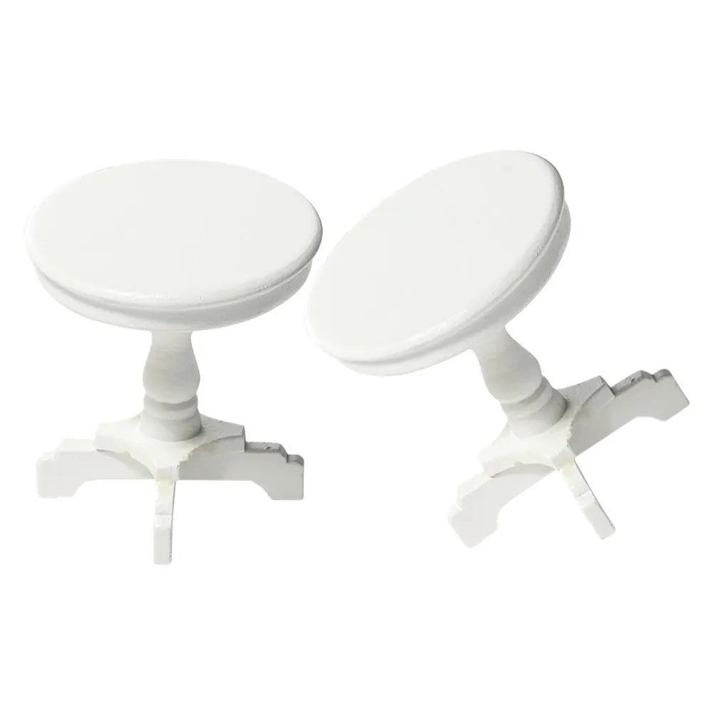 Mini Table ronde décorative pour maison de poupée, 2 pièces, meubles de bureau, salle à manger, jardin féerique, Miniature en bois