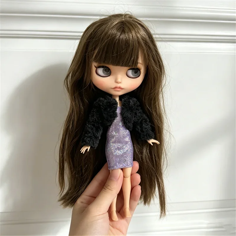 For Blythe Doll Outfit Clothes Luxury Checkered Coat Dress Set Sweet Princess Bowknot Skirt Clothing For Barbies OB24 Small 1/6