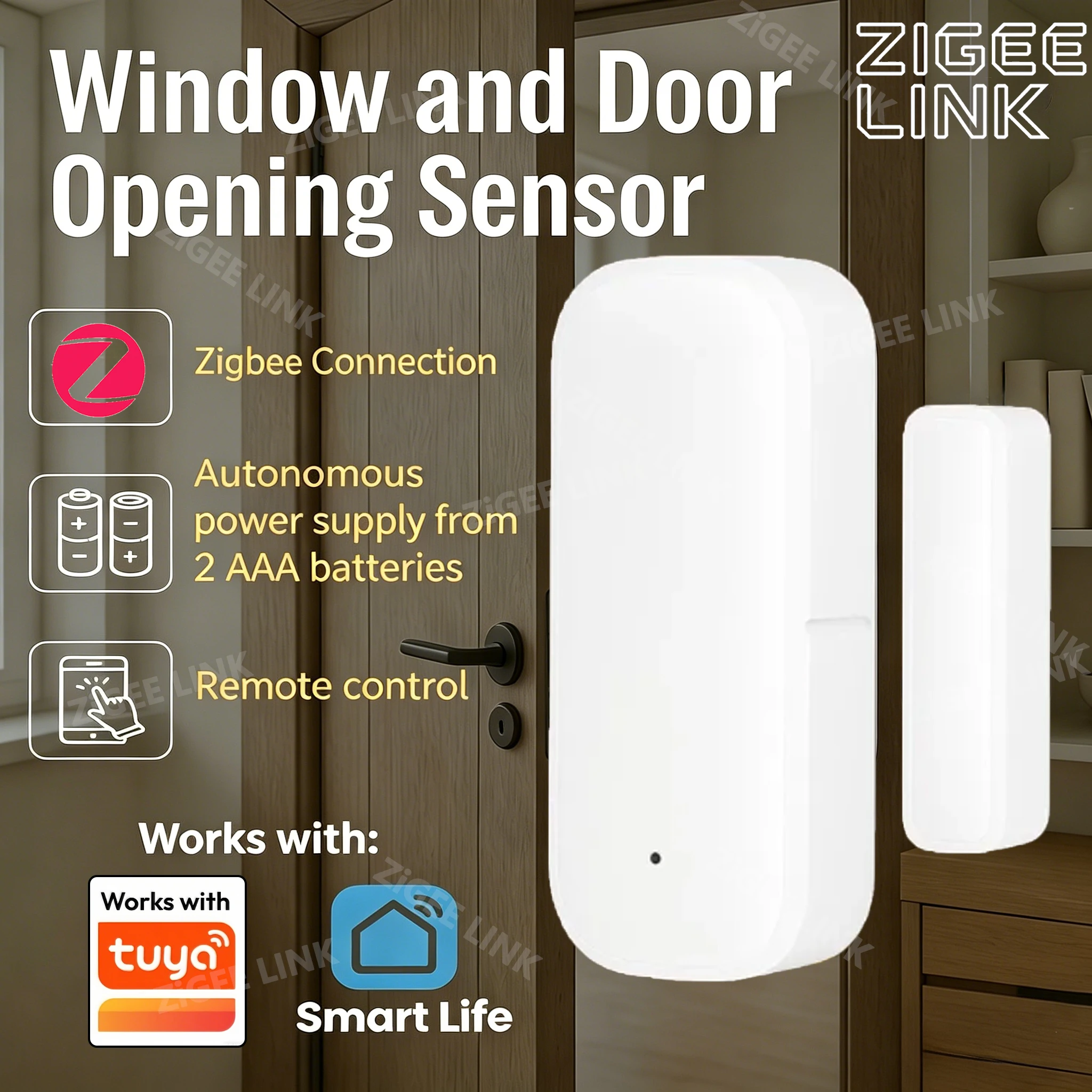 

Датчик открытия/закрытия двери/окна Zigbee, детектор открытия/закрытия, умная сигнализация для дома, защита и безопасность, совместим с Tuya и Smart Life.