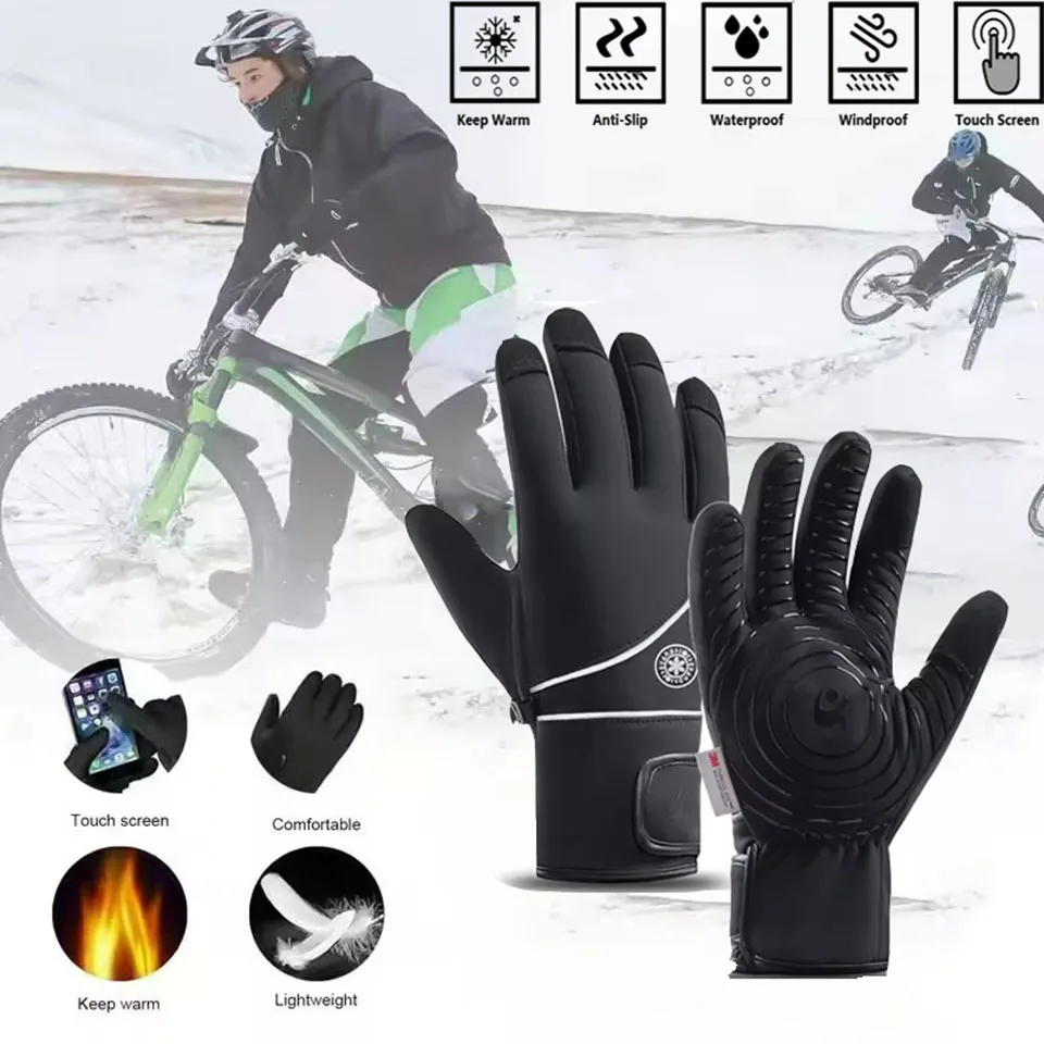 겨울 터치 스크린 보호 장갑 유니섹스 야외 스키 하이킹 두꺼운 벨벳 풀 핑거 장갑 사이클링 러닝 보온