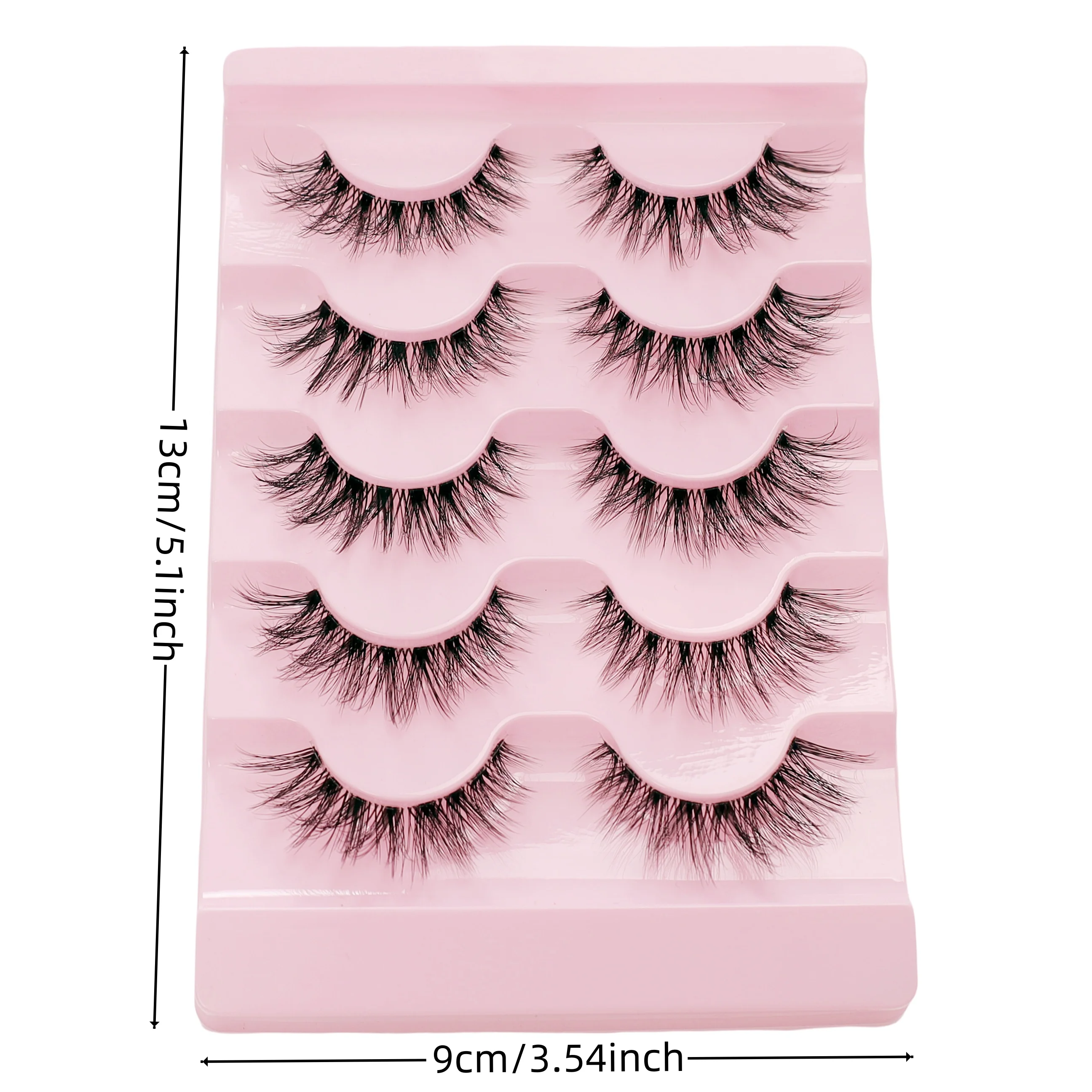 5 paires de cils de bande dessinée œil de chat-style long naturel, effet de maquillage pour les yeux d'extension d'extrémité d'aile, faux cils bouclés en forme de C de 8 à 15mm
