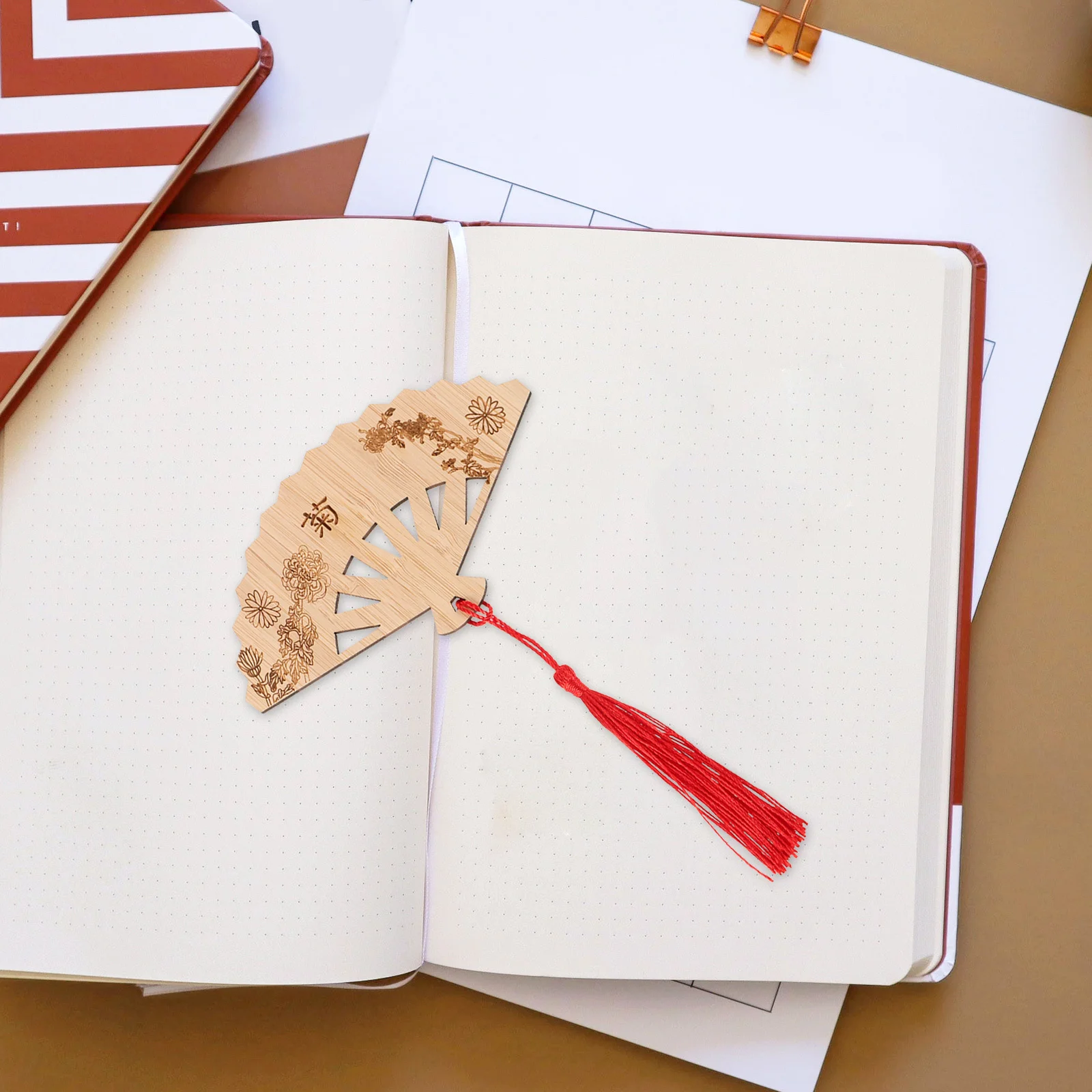 4Pcs Bamboo Bookmark Tassel Vintage Elegant Creative Classic Book Lovers Reading Accessory Chinese Culture