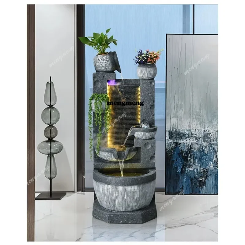 Y136 European-style Large Outdoor Fountain with Lighting Garden Decorations Stone Ornaments and Waterfall