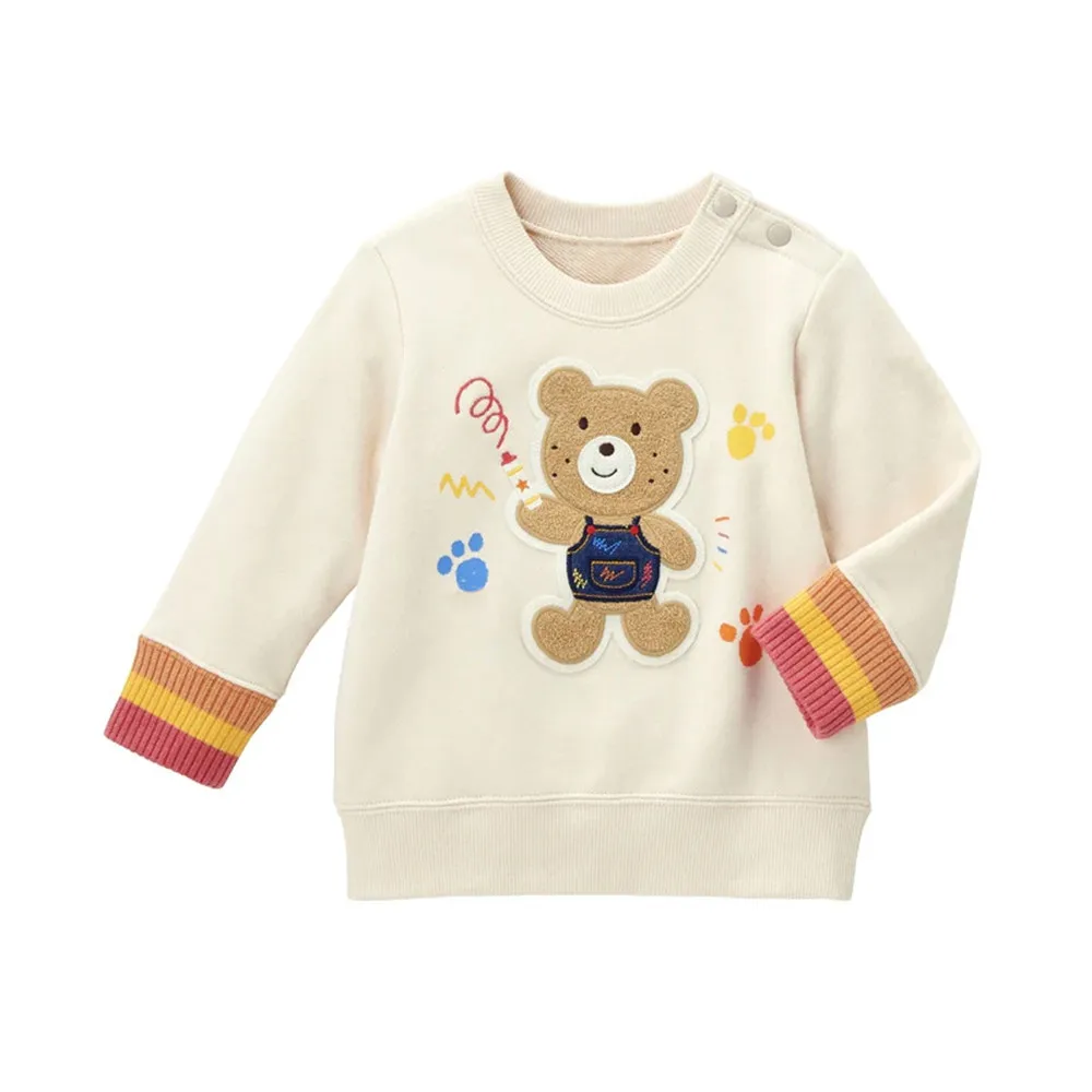 

kids clothes girls spring tops baby boy clothes Cartoon pattern sweatshirt Beige pullover