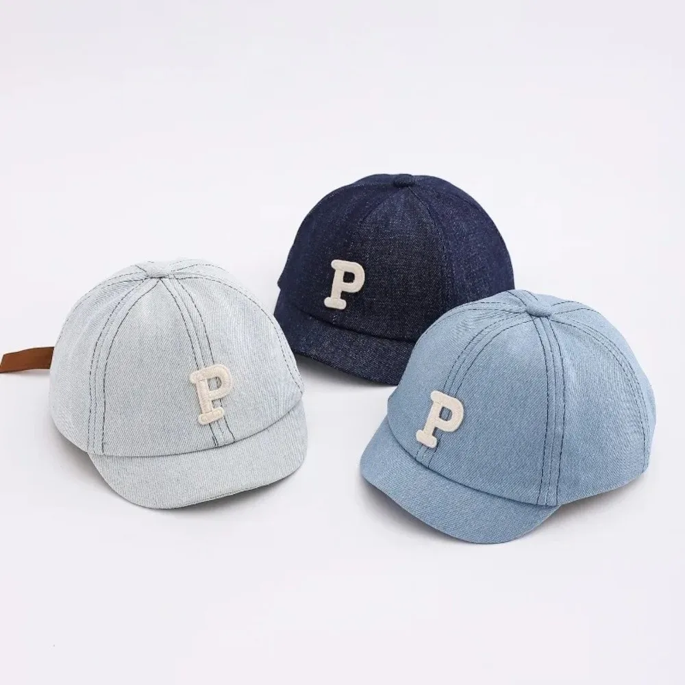 

Casual Vintage Denim Baseball Cap Letter Pattern Breathable Sun Hat Adjustable Washed Cotton Hats for 1-3Y Boys and Girls