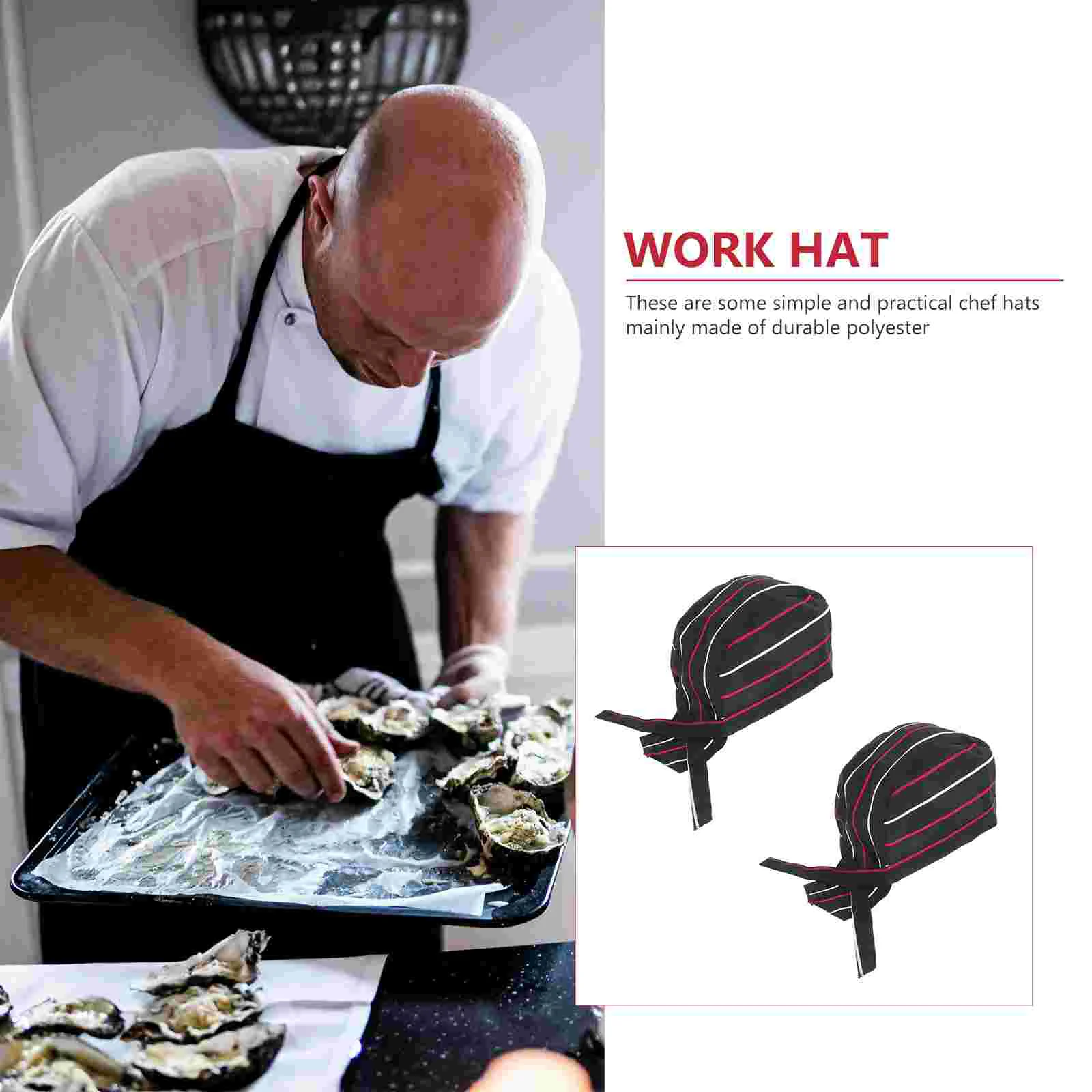 2 Pcs Hats for Men Chef Skull Cap Work Apron Kitchen Cooking Caps Catering Chefs