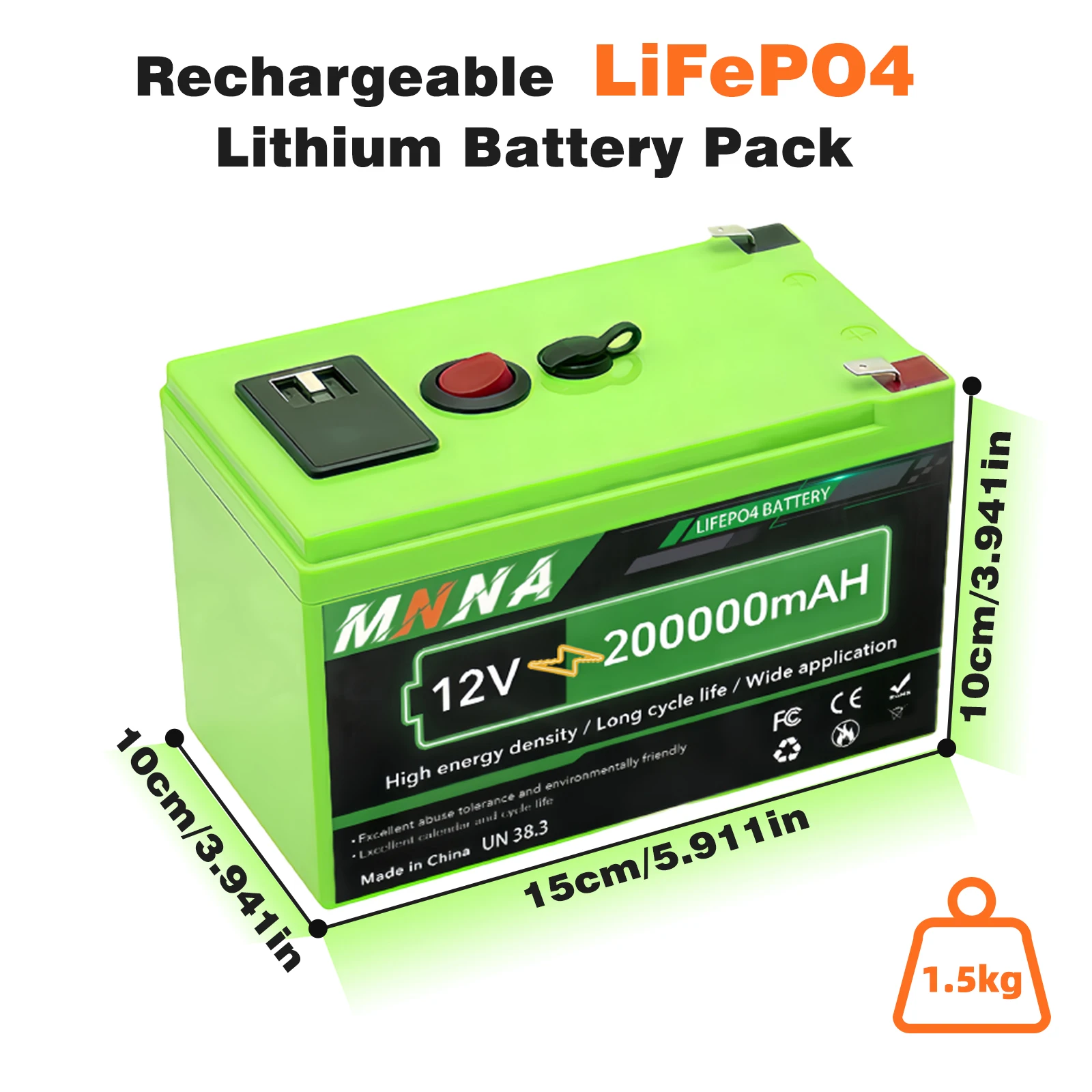 

High-Capacity 12V 200000mAH LiFePO4 Battery with Built-in BMS - Solution for Solar Panels, Motorhomes, Yachts & Backup Power