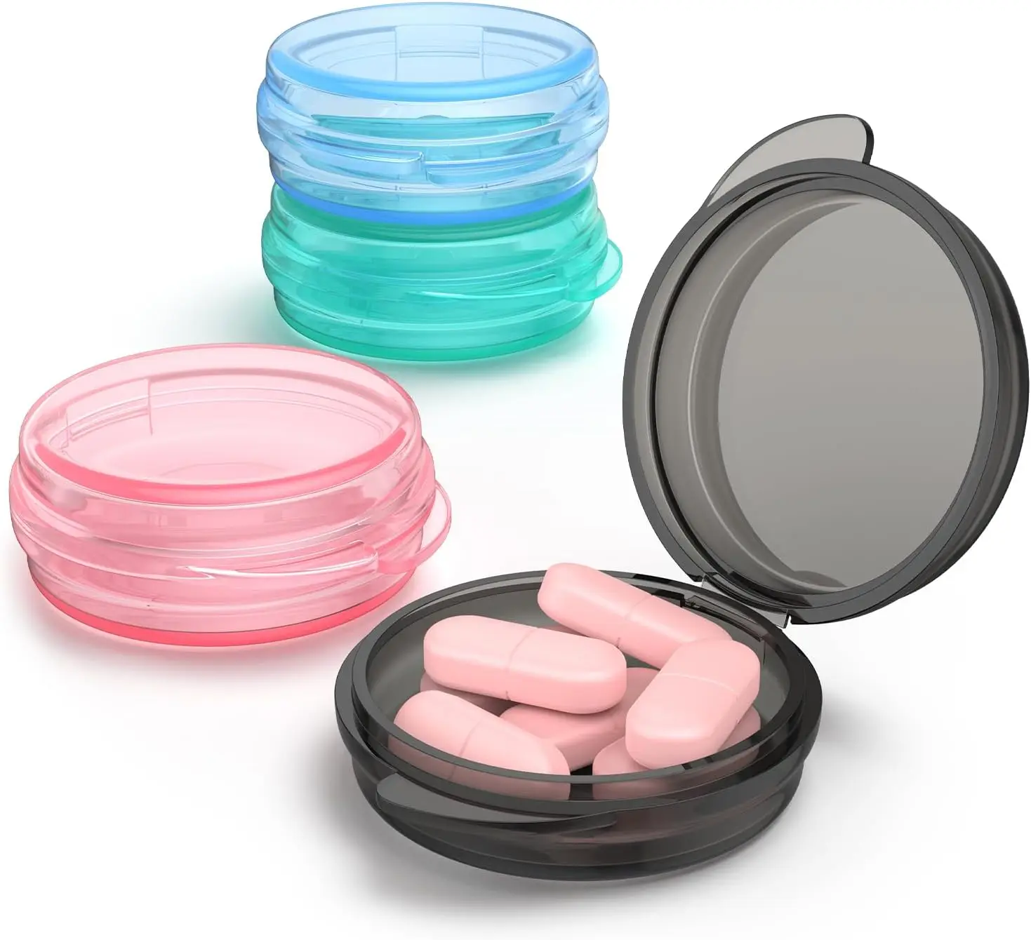 

Small Pill Box 4 Pack Travel Pill Case Mini Medicine Organizer Portable Daily Pill Container for Pocket Purse