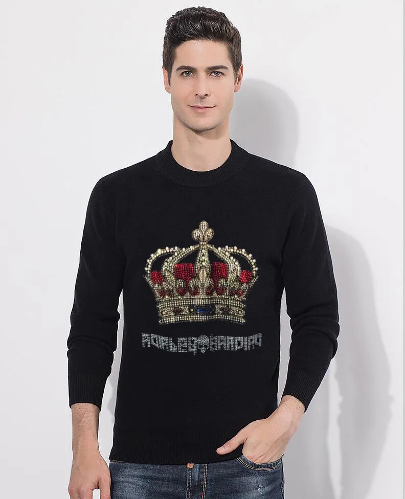 

Hot Janpanese Rhinestones Pullover sweater Men Casual Fashion