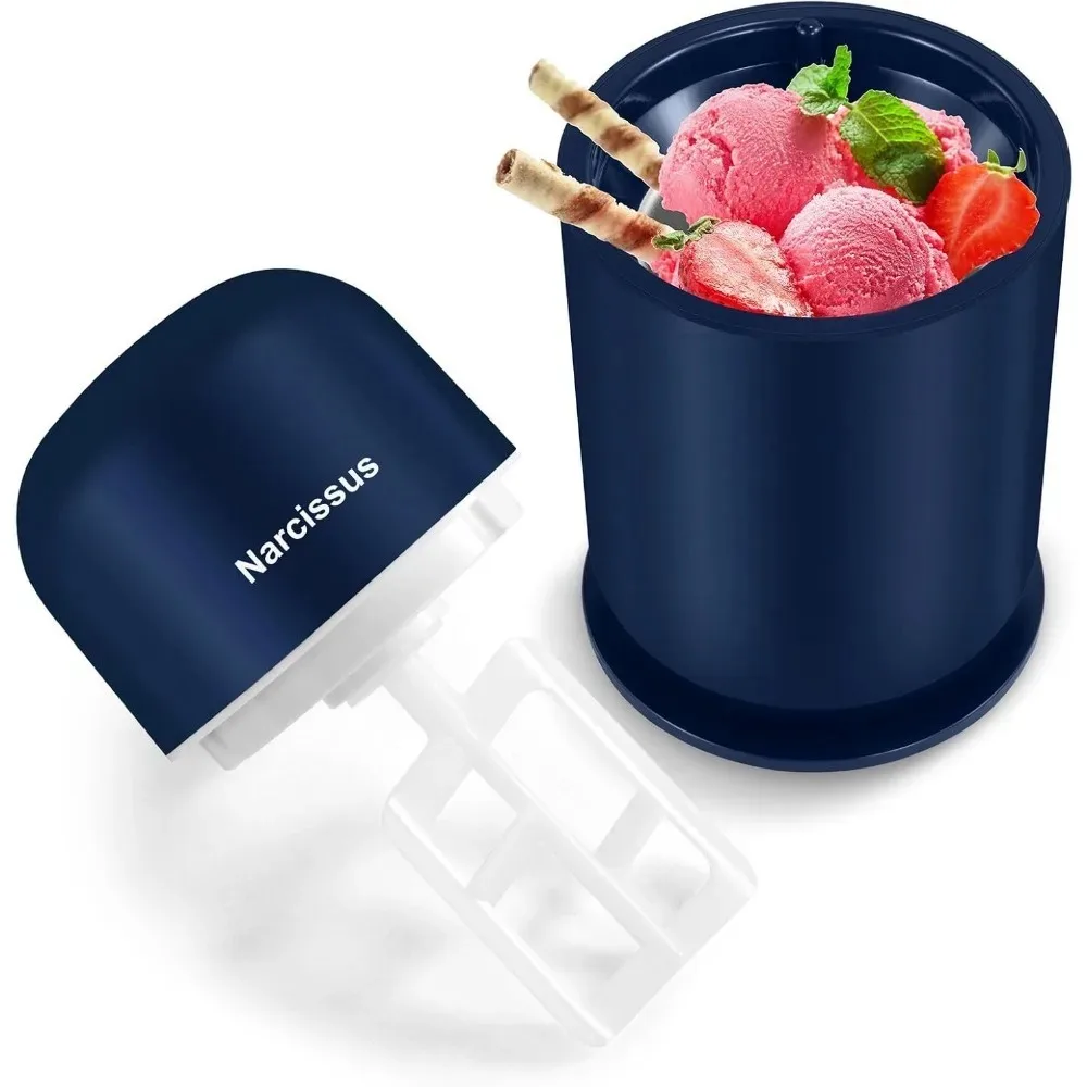 Mini Ice Cream Maker Machine for Homemade Gelato, Sorbet, Frozen Yogurt & Smoothie, Portable for 1-2 People, Easy to Clean, Blue