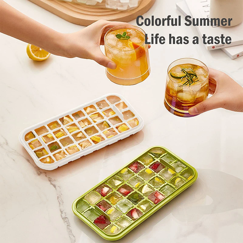 32 Grid Silicone Ice Cube Tray Mould With Lid Shovel Storage Box Remove With One Click Ice Maker DIY Whiskey Cocktail Tools