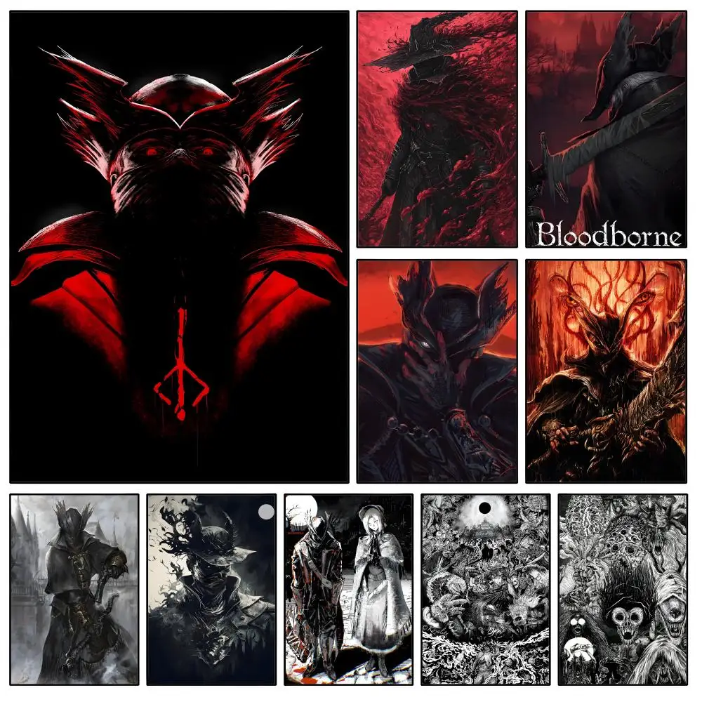 Game B-Bloodborne Hunter Lady Maria Poster Waterproof HD Modern Peel And Stick Wall Decor Bedroom Living Room Dorm Office