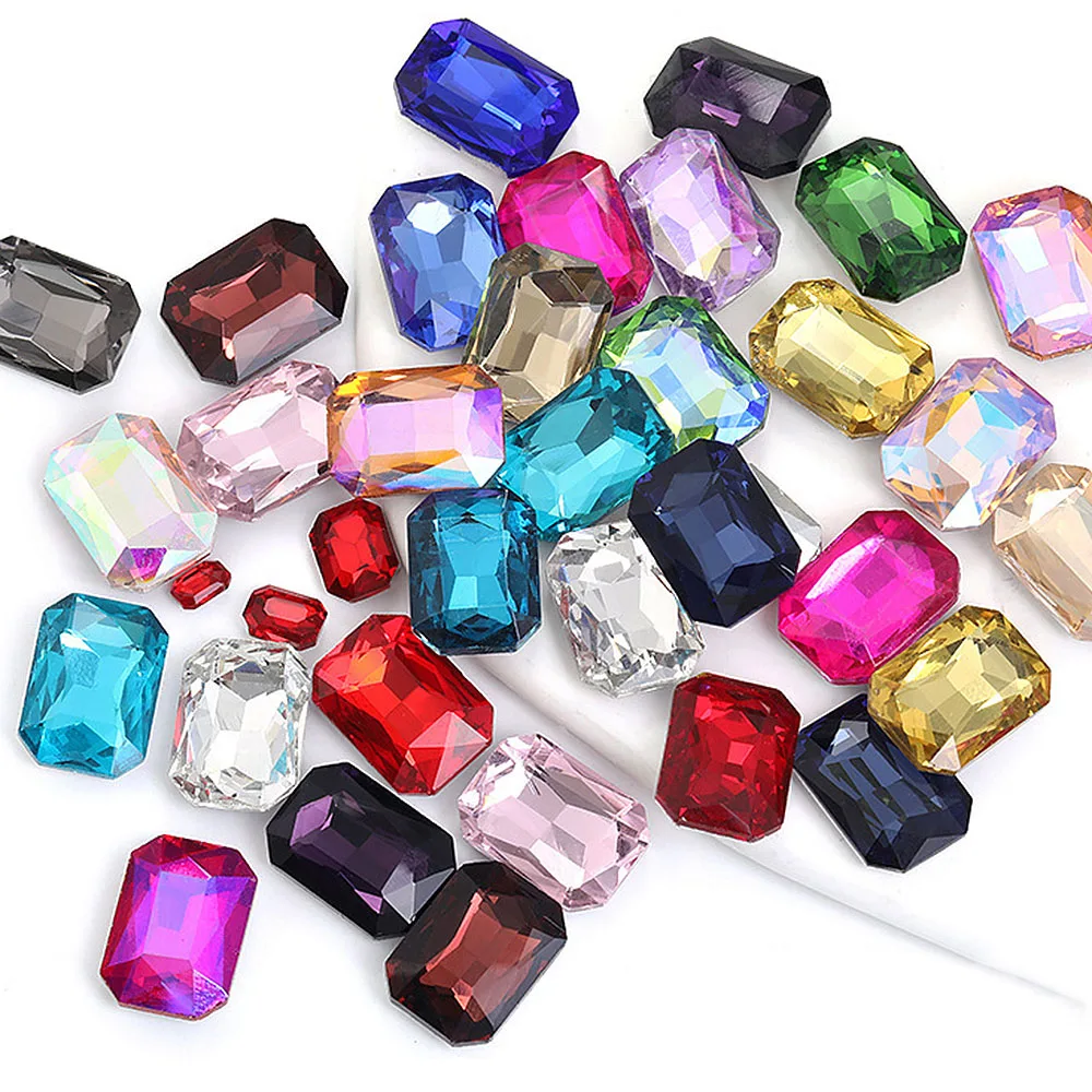 

Стразы из стекла 8x10 мм, прямоугольные, с заостренной основой, кристаллы, стразы для декора, пришивные стразы для одежды, камни, украшения