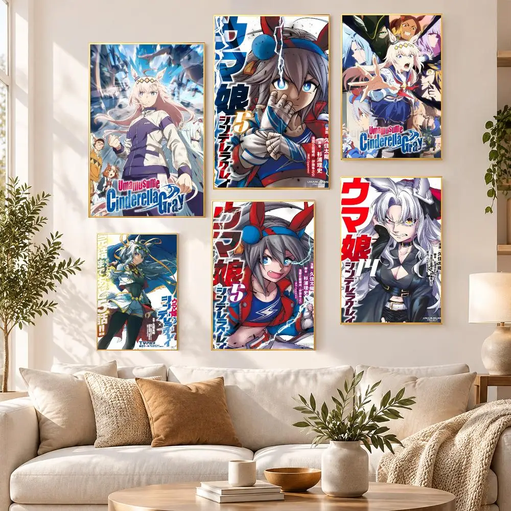 Art New Uma Musume: Cinderella Gray Poster HD Waterproof PP Self Adhesive Aesthetic Bedroom Dorm Gaming Room Home Decor Gift