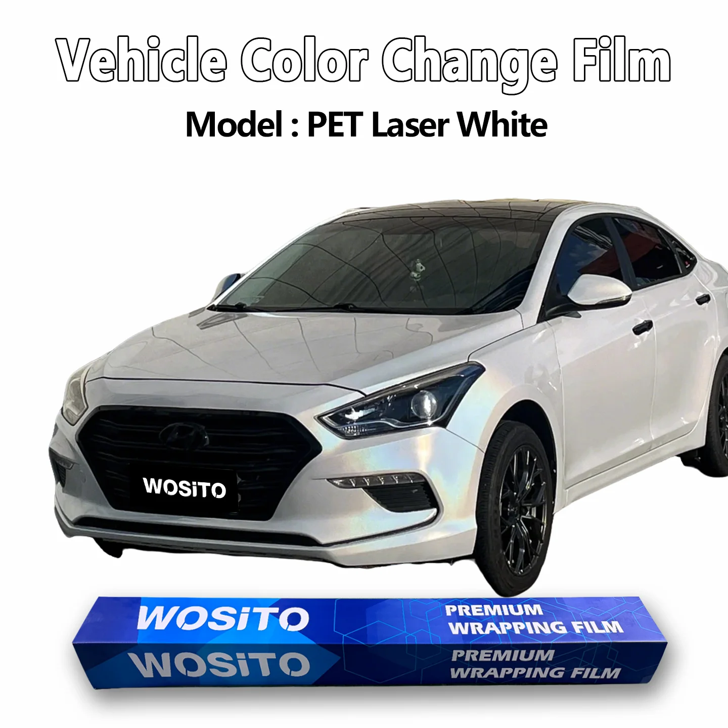 PET Gloss Laser White Iridescent Car Wrap Vinyl Film Color Shift Automotive Styling Full Body Scratch Resistant Bubble Free Fact