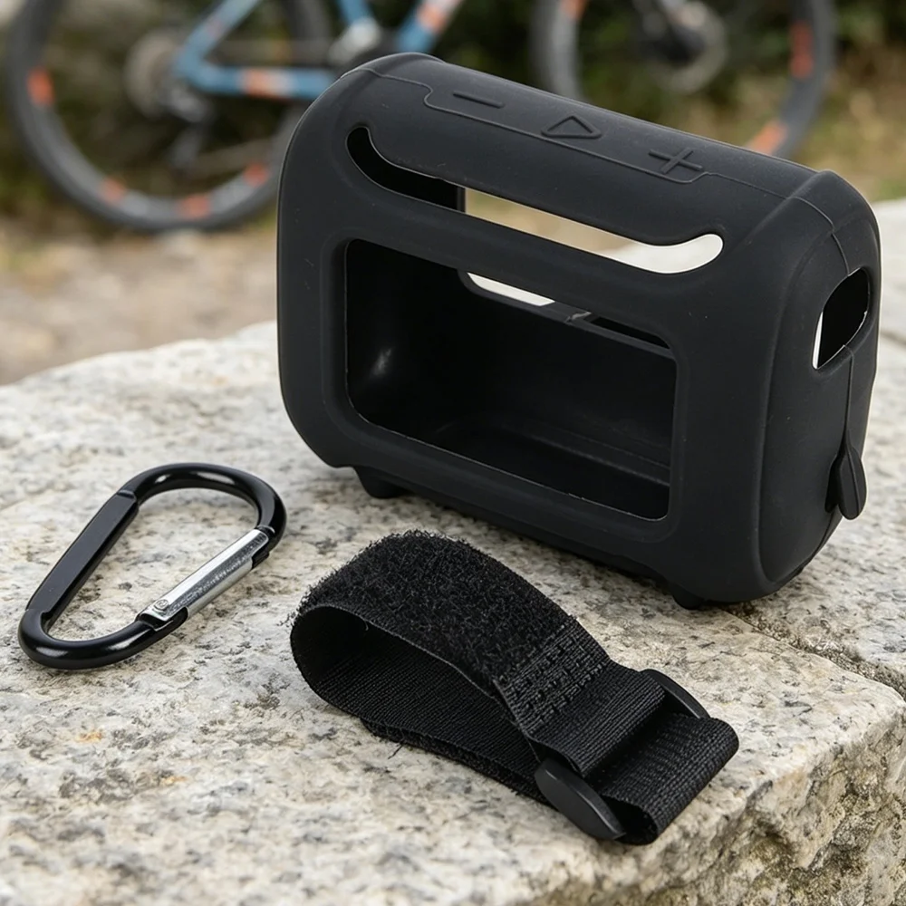 Silikonhülle für JBL Go 5 Bluetooth-Lautsprecher, vollständige Abdeckung, staubdicht, verdickte Schutzhülle mit Karabiner und verstellbarem Riemen