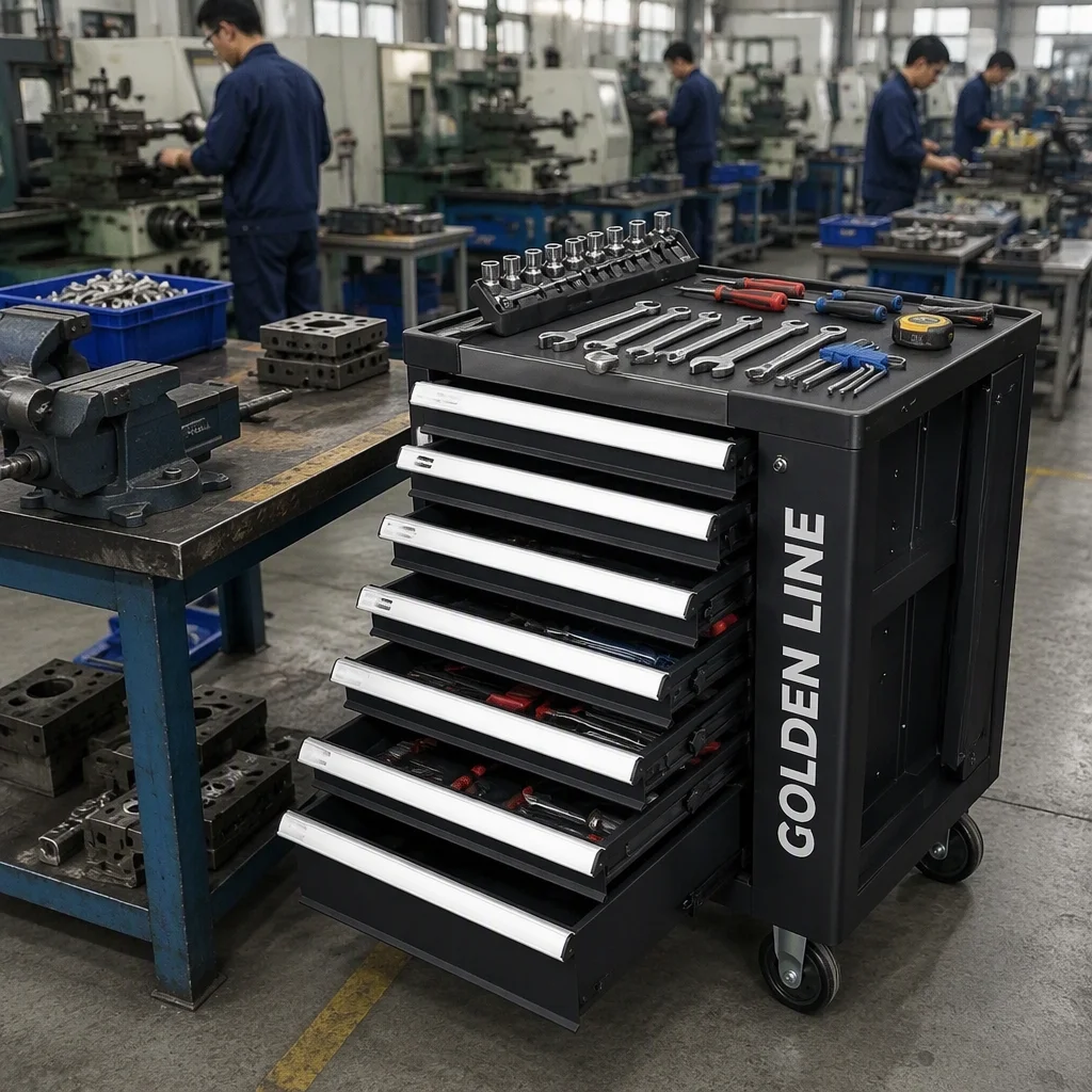 Heavy Duty Industrial Modern Rolling Tool Cabinet 7-Drawer Workshop GDL Steel Storage Keyed Lock Casters 300kg Capacity