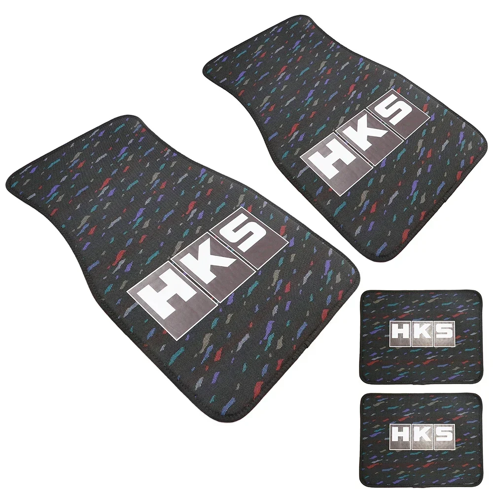 4pcs/set HKS Le Mans Confetti Fabric Mat Plush Rug Carpet Anti-Slip floor mats JDM car mats Pad Protector