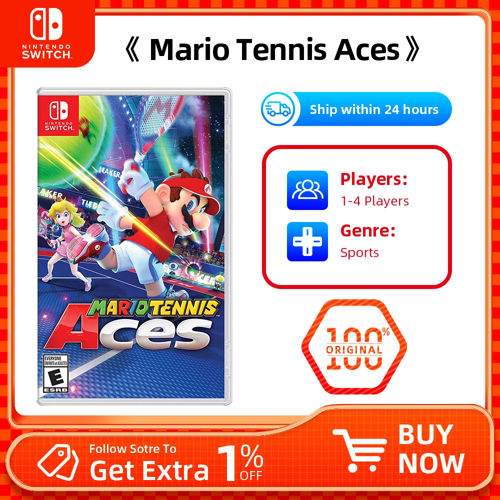 Nintendo Switch- Mario Tennis Aces - Games Physical Cartridge