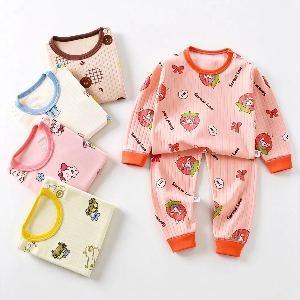 Cotton Toddler Girls Pajamas Sets 3 4 5 6 7 8 9 10 11 Years Long Sleeve Kids Pyjama Boys Purple Dinosaur Autumn Winter Child Pjs