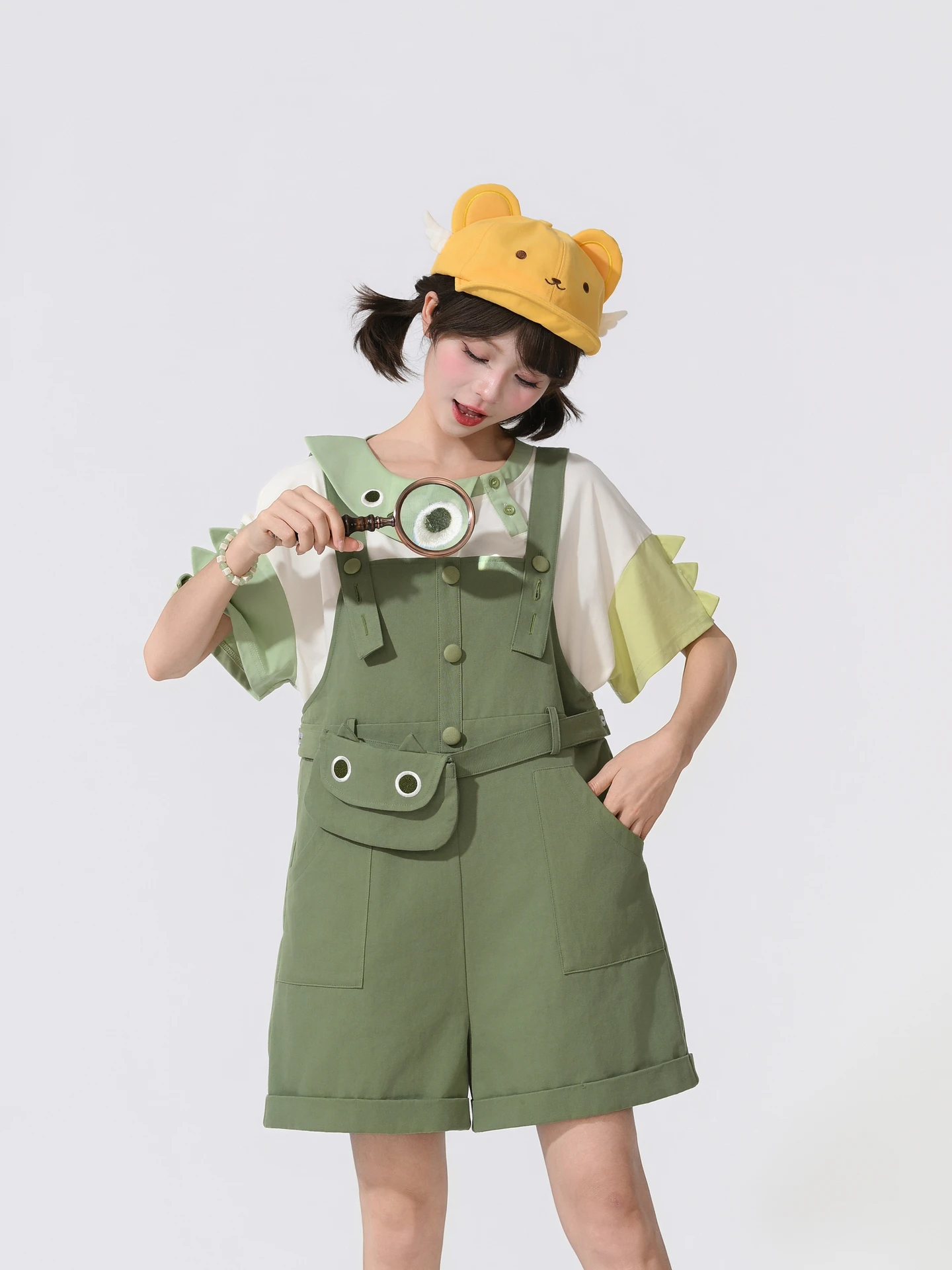 Cute Versatile Women's Cargo Pants High Waist Bag Design Loose Straight Leg Cuffed Shorts Summer Casual Comfortable Breathable