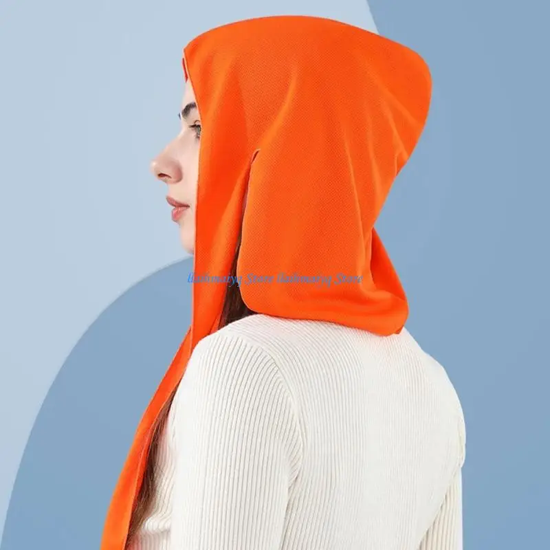 573B Cycling Head Wrap Cap Durag with Breathable Mesh and Neck Cover, Sports Headwear for Running Hiking and Commute Use