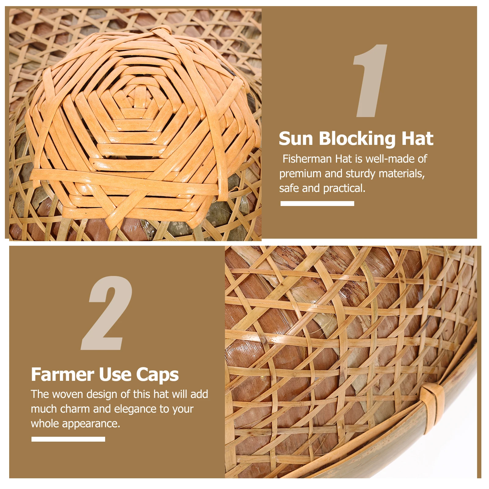 

Fisherman Bamboo Woven Sun Blocking Rain Proof Wide Brim Hat for Beach Camping Party Stage Performance Men Women Fashion