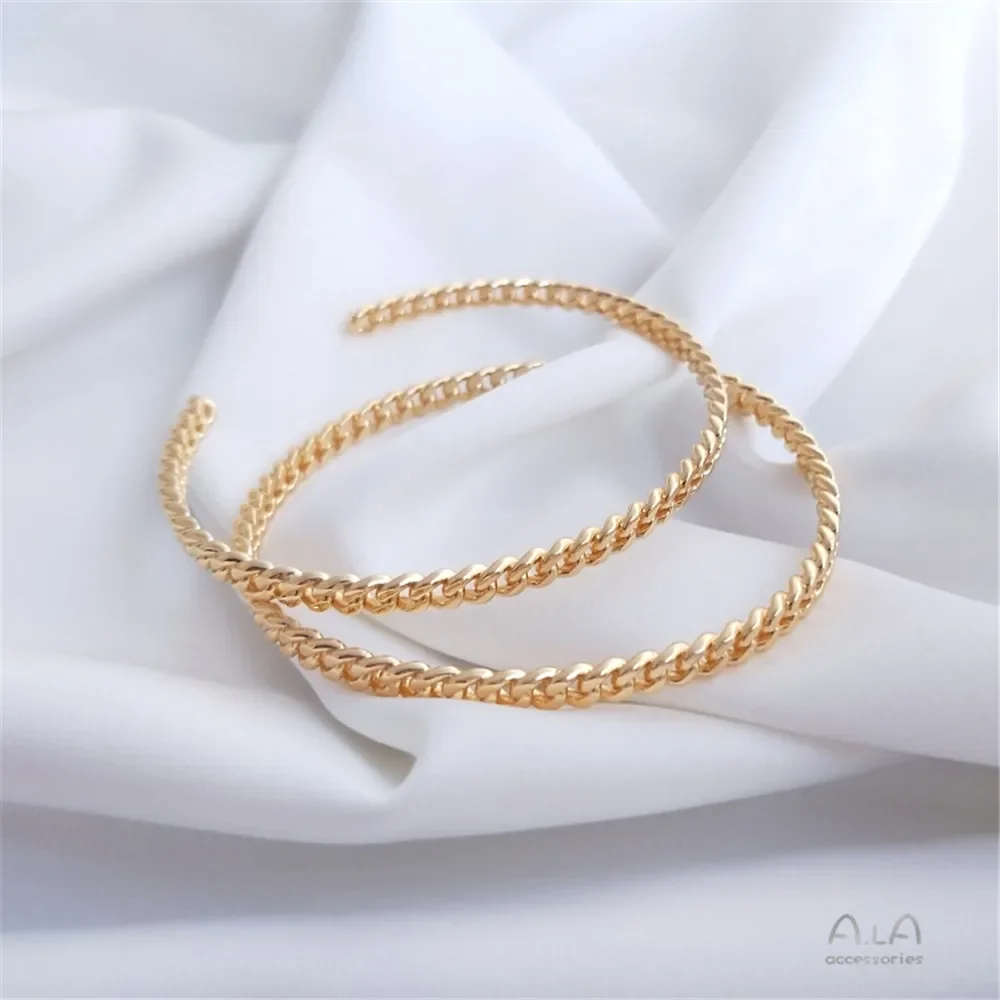 14K Gold-plated Copper Plated Gold Chain Bracelet Fashion Simple Luxury Diy Open Bracelet Ring B730